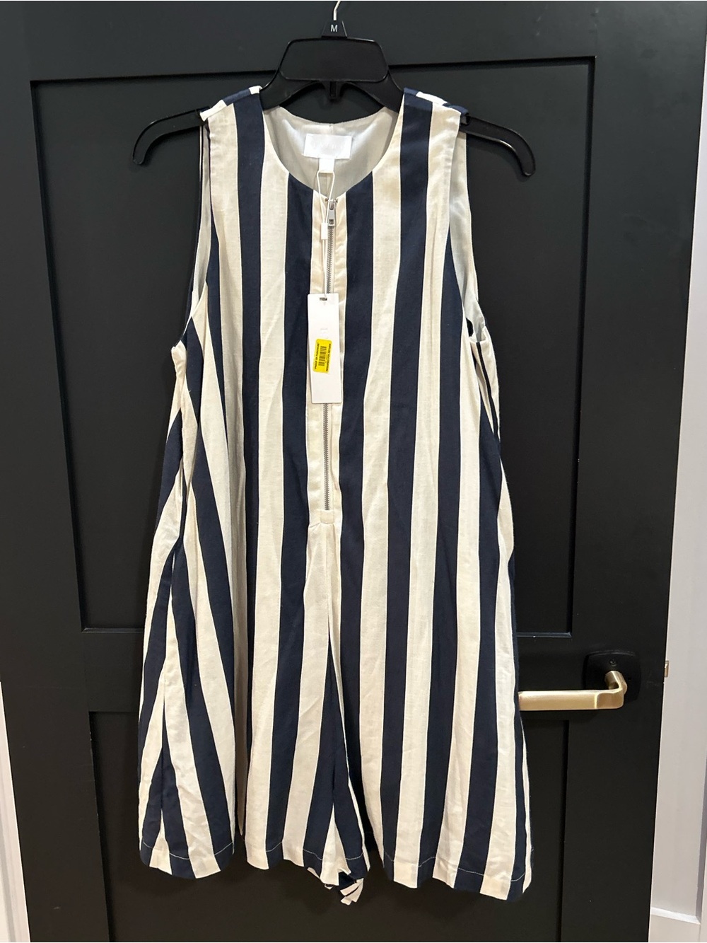 Everly Navy and White Striped Sleeveless Romper
